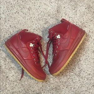 Nike‎ Lunar Red Air Force One Water Shield High Top Sneakers Size 7Y
